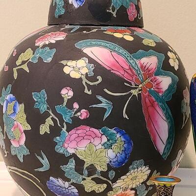 F7: Asian Style Brass and Porcelain Jars