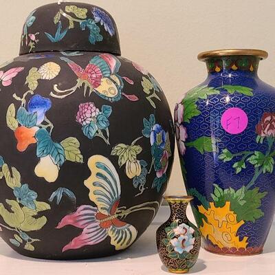 F7: Asian Style Brass and Porcelain Jars