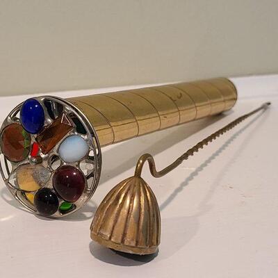 F10: Sheryl Koch Brass & Glass Kaleidoscope and Brass Candle Snuff
