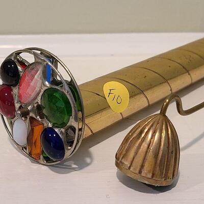 F10: Sheryl Koch Brass & Glass Kaleidoscope and Brass Candle Snuff