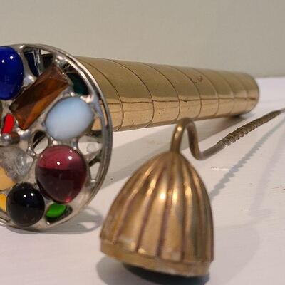 F10: Sheryl Koch Brass & Glass Kaleidoscope and Brass Candle Snuff