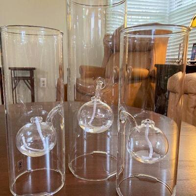 F17: Wolford Glass Hurricane Lamps
