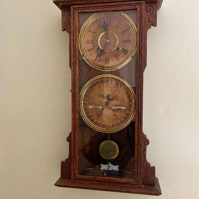 F18: Antique Waterbury Clock Co. Clock and Calendar