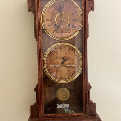 F18: Antique Waterbury Clock Co. Clock and Calendar