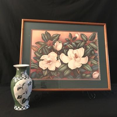 Lot 10 - Framed Local Art & Vase