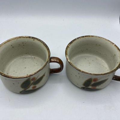 Pair of Vintage Stoneware Soup Mugs