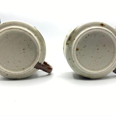 Pair of Vintage Stoneware Soup Mugs