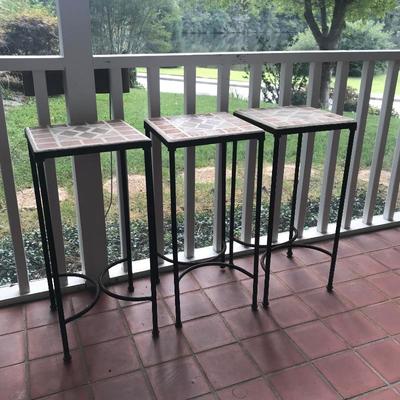 Lot 11 - 3 Tile Top Iron Tables