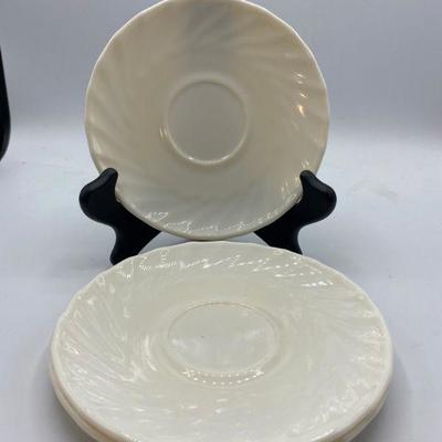 3 White Swirl Saucer Plates Arcopal France
