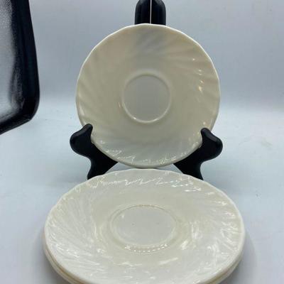 3 White Swirl Saucer Plates Arcopal France