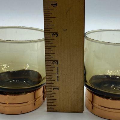 Copper and Smoke Glass Demitasse Cups