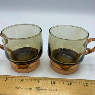Copper and Smoke Glass Demitasse Cups