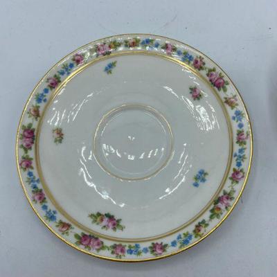 Floral Double Handled Cup and Saucer Limoges 