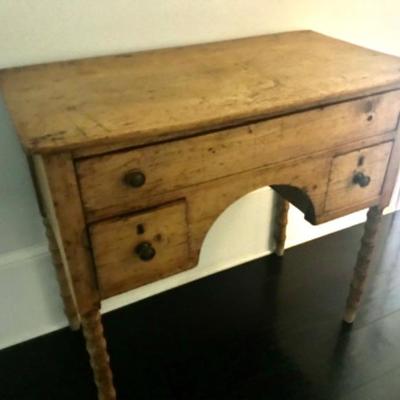 Small Antique Desk Three Drawers 