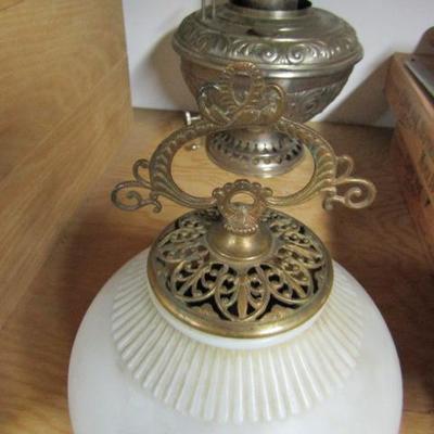 B-64  CURRIER & IVES OIL LAMP & MORE  