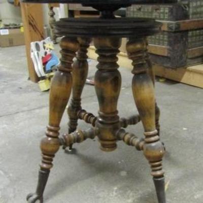 B-70  ANTIQUE PIANO STOOL WITH GLASS BALL FEET
