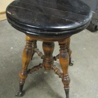 B-70  ANTIQUE PIANO STOOL WITH GLASS BALL FEET