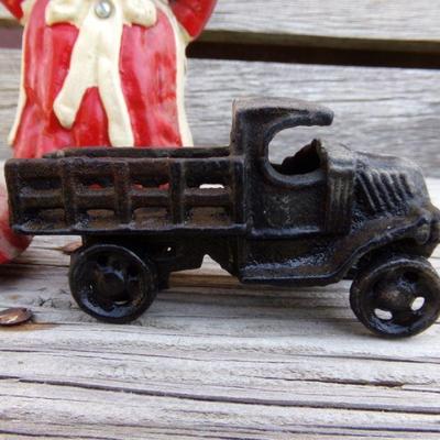 LOT 204  CAST IRON AUNT JEMIMA BANK & TOY CARS