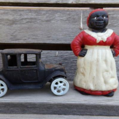 LOT 205  AUNT JAMIMA CAST IRON BANK & TOY TRUCK