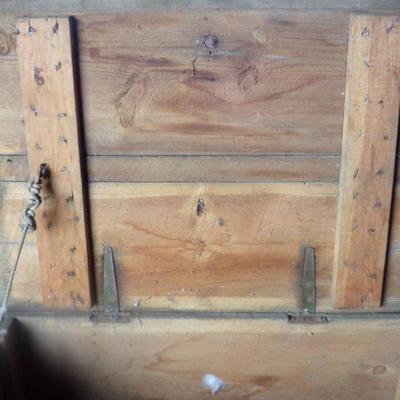 BB-21  VINTAGE CHICKEN CAGE AND LARGE WOODEN TRUNK