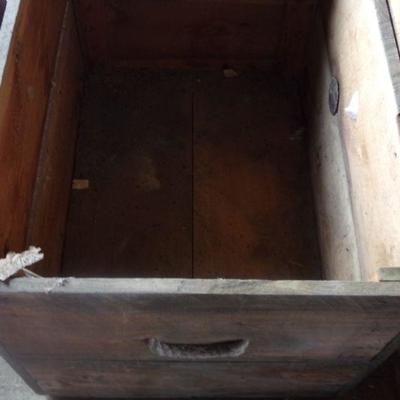 BB-21  VINTAGE CHICKEN CAGE AND LARGE WOODEN TRUNK