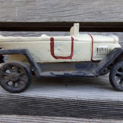 LOT 206  CAST IRON MOTORCYCLE COP? & CONVERTIBLE TOY CAR