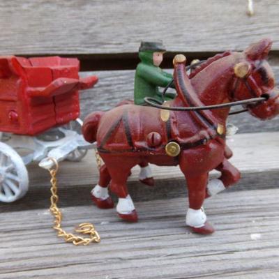 LOT 208  CAST IRON COCA COLA HORSE DRAWN TOY