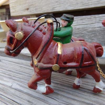 LOT 208  CAST IRON COCA COLA HORSE DRAWN TOY