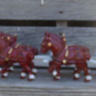 LOT 209  CAST IRON HORSE DRAWN WAGON TOY