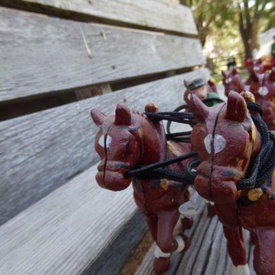 LOT 209  CAST IRON HORSE DRAWN WAGON TOY
