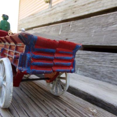 LOT 209  CAST IRON HORSE DRAWN WAGON TOY