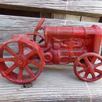 LOT 213  CAST IRON TRACTOR AND COCA COLA VEHICLE