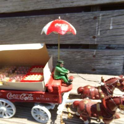 LOT 214  NIB COCA COLA HORSE DRAWN WAGON