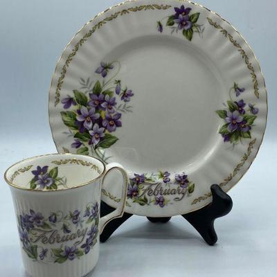 Bouquet of the Month Series February Coffee Cup & Dessert Plate
