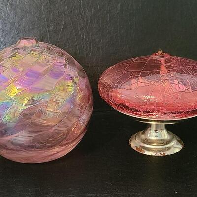 G11: Set Of Two Blown Glass Ball Oil Lamps