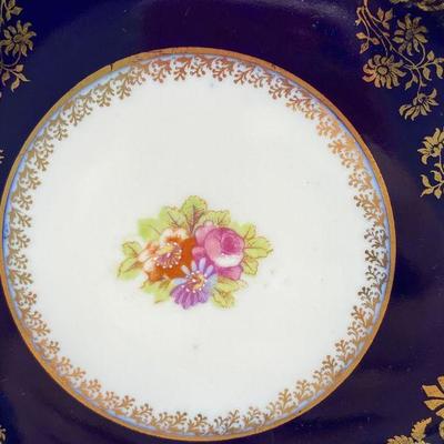 Cobalt & Gold Floral Decorative Plate Austria