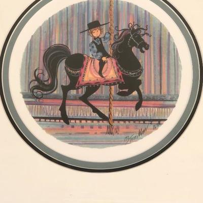 Vintage 1986 P Buckley Moss -  LONE RANGER  - Boy on Rocking Horse - limited ed. 675/1000, signed, framed, 17