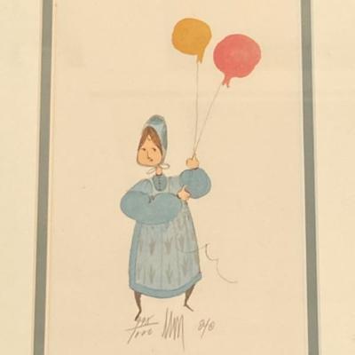 Vintage 1984 P. Buckley Moss -  BALLOON GIRL - limited ed., signed, framed, 10 X 13 INCHES, 998/1000