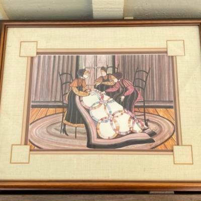 1984 limited edition - last one 100 quilters and a black cat/1000 framed, 12