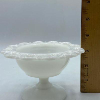 Small Lace Edge Milk Glass Compote