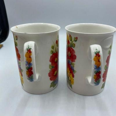 Colorful Floral Coffee Cups Summer Garden