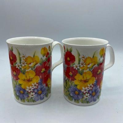 Colorful Floral Coffee Cups Summer Garden