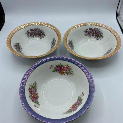 Set of 3 Floral Bowls