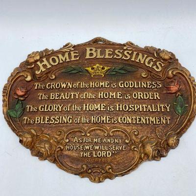 Vintage Home Blessings Religious Wall Quote