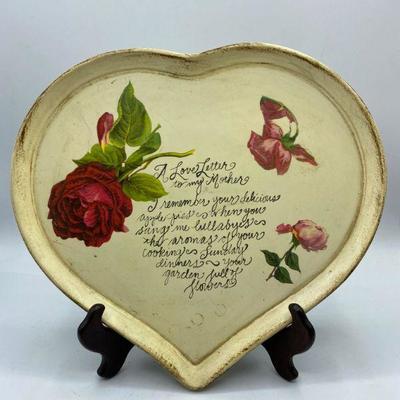 Vintage Heart Shaped Tray with Mother Poem