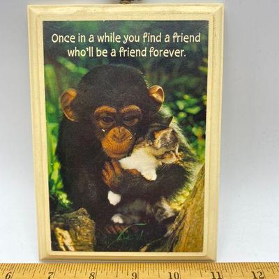 Chimp and Kitten Friend Quote Decor