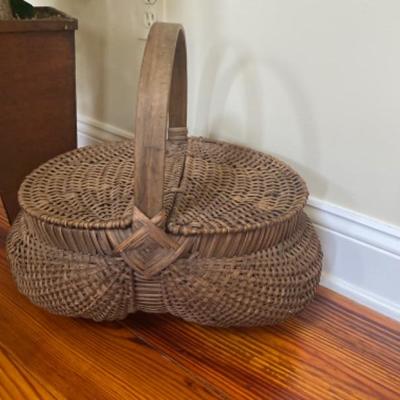 149: Antique Buttocks Basket with Faux Tree 