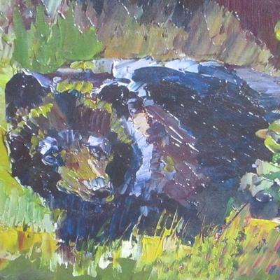 Lot 144 - Framed Bear Painting 26 1/2