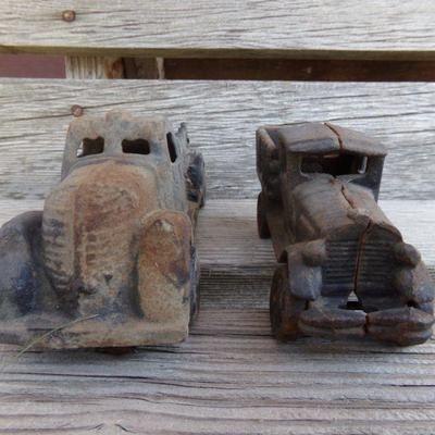 LOT 217  TWO CAST IRON TOY TRUCKS
