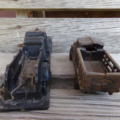 LOT 217  TWO CAST IRON TOY TRUCKS